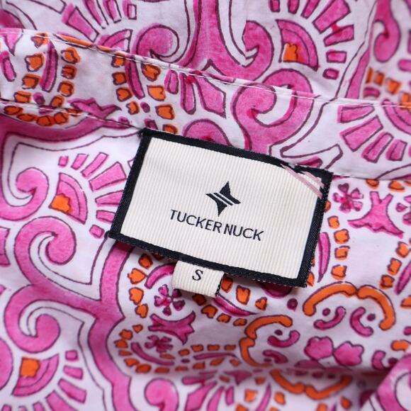 TUCKERNUCK Pomander Place Kenzo Mini Dress Pink Orange Block Print Women's S - Picture 13 of 15